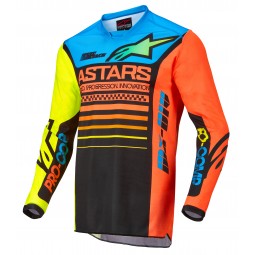 BLUZA ALPINESTARS RACER COMPASS BLACK/FLUO YELLOW/CORAL