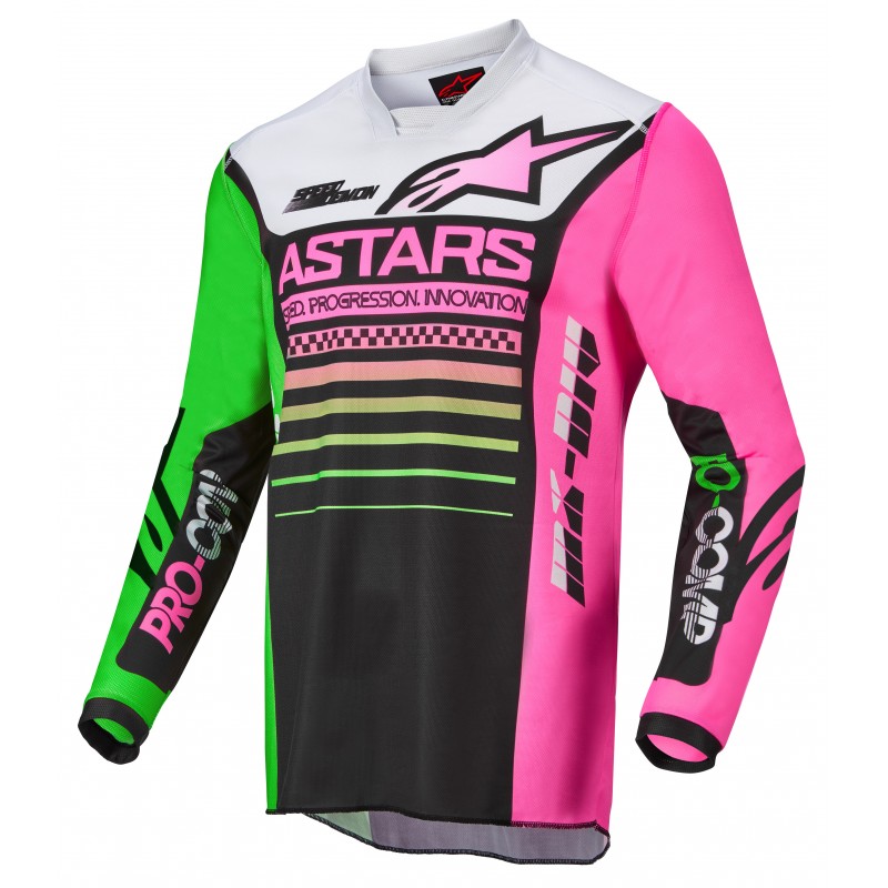 BLUZA ALPINESTARS RACER COMPASS BLACK/NEON GREEN/FLUO PINK