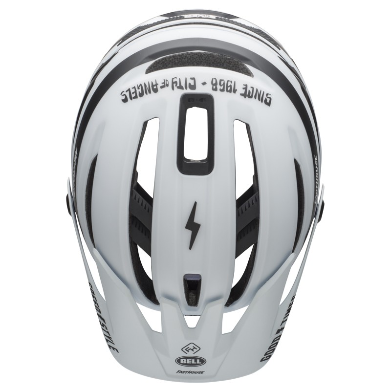 Kask mtb BELL SIXER INTEGRATED MIPS fasthouse stripes matte white black