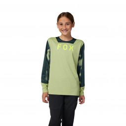 KOSZULKA ROWEROWA Z DŁUGIM RĘKAWEM FOX JUNIOR DEFEND TAUNT PALE GREEN