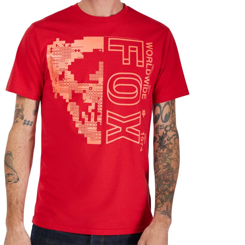 T-Shirt Fox Image Skull Prem Cardinal