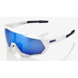 Okulary 100% SPEEDTRAP Matte White - HiPER Blue Multilayer Mirror Lens (Szkła Niebieskie Lustrzane Wielowarstwowe, przepuszczaln