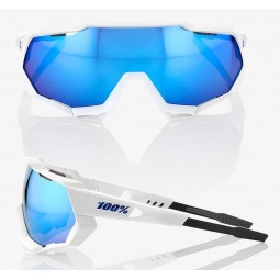 Okulary 100% SPEEDTRAP Matte White - HiPER Blue Multilayer Mirror Lens (Szkła Niebieskie Lustrzane Wielowarstwowe, przepuszczaln