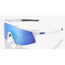 Okulary 100% SPEEDCRAFT Matte White - HiPER Blue Multilayer Mirror Lens (Szkła Niebieskie Lustrzane Wielowarstwowe, przepuszczal