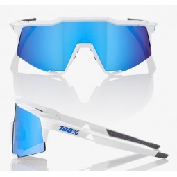 Okulary 100% SPEEDCRAFT Matte White - HiPER Blue Multilayer Mirror Lens (Szkła Niebieskie Lustrzane Wielowarstwowe, przepuszczal