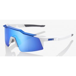 Okulary 100% SPEEDCRAFT SL Matte White/Metallic Blue - HiPER Blue Multilayer Mirror Lens (Szkła Niebieskie Lustrzane Wielowarstw