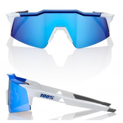 Okulary 100% SPEEDCRAFT SL Matte White/Metallic Blue - HiPER Blue Multilayer Mirror Lens (Szkła Niebieskie Lustrzane Wielowarstw
