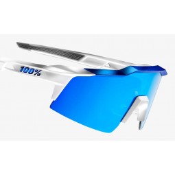 Okulary 100% SPEEDCRAFT SL Matte White/Metallic Blue - HiPER Blue Multilayer Mirror Lens (Szkła Niebieskie Lustrzane Wielowarstw