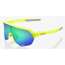 Okulary 100% S2 Matte Fluorescent Yellow - Green Multilayer Mirror Lens (Szkła Zielone Lustrzane Wielowarstwowe, przepuszczalnoś