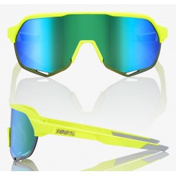 Okulary 100% S2 Matte Fluorescent Yellow - Green Multilayer Mirror Lens (Szkła Zielone Lustrzane Wielowarstwowe, przepuszczalnoś