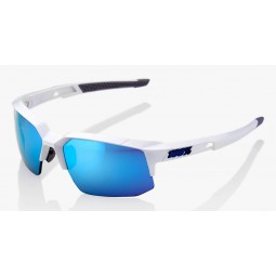 Okulary 100% SPEEDCOUPE Matte White - HiPER Blue Multilayer Mirror Lens (Szkła Niebieskie Lustrzane Wielowarstwowe, przepuszczal