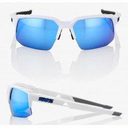 Okulary 100% SPEEDCOUPE Matte White - HiPER Blue Multilayer Mirror Lens (Szkła Niebieskie Lustrzane Wielowarstwowe, przepuszczal