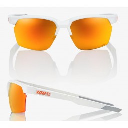 Okulary 100% SPORTCOUPE Matte White - HiPER Red Multilayer Mirror Lens (Szkła Czerwone Lustrzane Wielowarstwowe, przepuszczalnoś