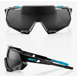 Okulary 100% SPEEDTRAP Polished Black Graphic - Black Mirror Lens (Szkła Czarne Lustrzane, przepuszczalność światła 11% + Szkła 