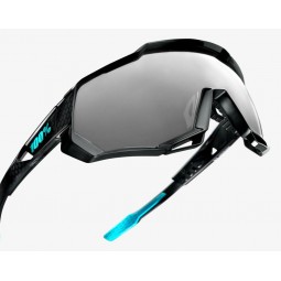 Okulary 100% SPEEDTRAP Polished Black Graphic - Black Mirror Lens (Szkła Czarne Lustrzane, przepuszczalność światła 11% + Szkła 
