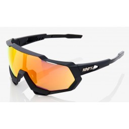 Okulary 100% SPEEDTRAP Soft Tact Black - HiPER Red Multilayer Mirror Lens (Szkła Czerwone Lustrzane Wielowarstwowe, przepuszczal