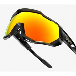 Okulary 100% SPEEDTRAP Soft Tact Black - HiPER Red Multilayer Mirror Lens (Szkła Czerwone Lustrzane Wielowarstwowe, przepuszczal