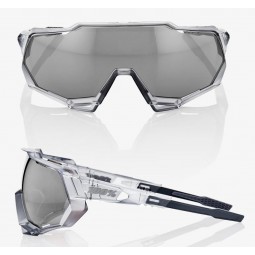 Okulary 100% SPEEDTRAP Matte Translucent Crystal Grey - HiPER Silver Mirror Lens (Szkła Srebrne Lustrzane, przepuszczalność świa