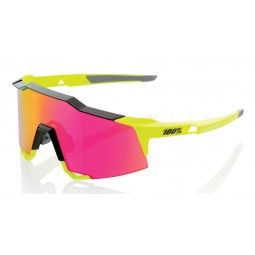 Okulary 100% SPEEDCRAFT Polished Black/Fluorescent Yellow - Purple Multilayer Mirror Lens (Szkła Fioletowe Lustrzane Wielowarstw