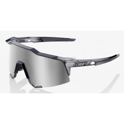 Okulary 100% SPEEDCRAFT Polished Translucent Crystal Grey - HiPER Silver Mirror Lens (Szkła Srebrne Lustrzane, przepuszczalność 