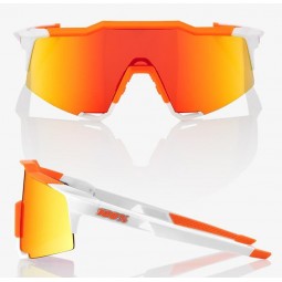 Okulary 100% SPEEDCRAFT Soft Tact Day Glo Orange/White - HiPER Red Multilayer Mirror Lens (Szkła Czerwone Lustrzane Wielowarstwo