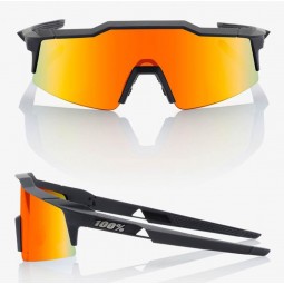 Okulary 100% SPEEDCRAFT SL Soft Tact Black - HiPER Red Multilayer Mirror Lens (Szkła Niebieskie Lustrzane Wielowarstwowe, przepu